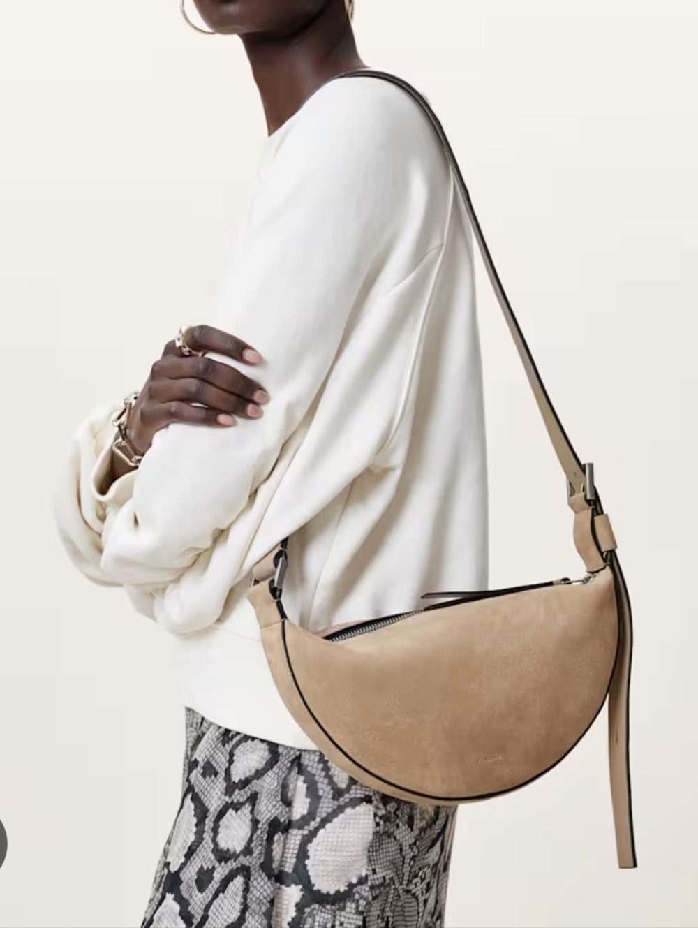 Halfmoon Crossbody Bag In Mink Brown